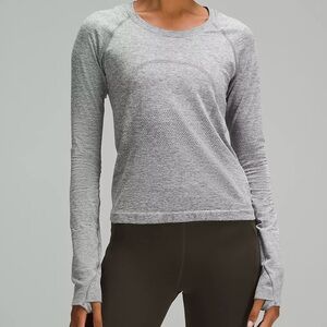 NWT Lululemon Swiftly Tech Long-Sleeve Shirt 2.0 Race Length - Slate/White